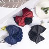 TXIN 3 Pieces Hair Snood Net Bun Cover Knit Hairnet Bow Bowknot Decor Barrette Hair Clip for Women Mesh Work Hairnets, Black & Navy Blue & Red