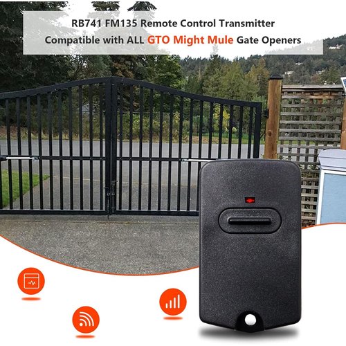 RB741 for Mighty Mule Remote, Replacement GTO Gate Opener Remote FM135 Transmitter Control, Single Button Gate Clicker Garage Door Entry Controller (5 Pack)