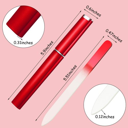 12 Pieces Glass Nail File Crystal Nail Files Double Sided Finger Nail Files Manicure Fingernail Files with Cases for Manicure Nail Care (Assorted Color)
