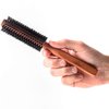 ZilberHaar - Styler Hair and Beard Brush - Round Brush, 1.3 Inch Stiff Boar Bristles and 8.5 Inch Pearwood Handle - 222 Plugs of Bristles - Beard Grooming Brush for Men