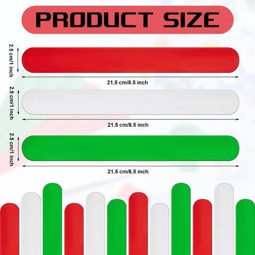 Holiday White Red and Green Flip Wraps Silicone Covered Metal Strips Flip 1 x 9 Inch Wrapping Paper Holder Poster Holder Paper Roll Holder Stabilizer Slap Bands for Storage Organization (12 Pieces)