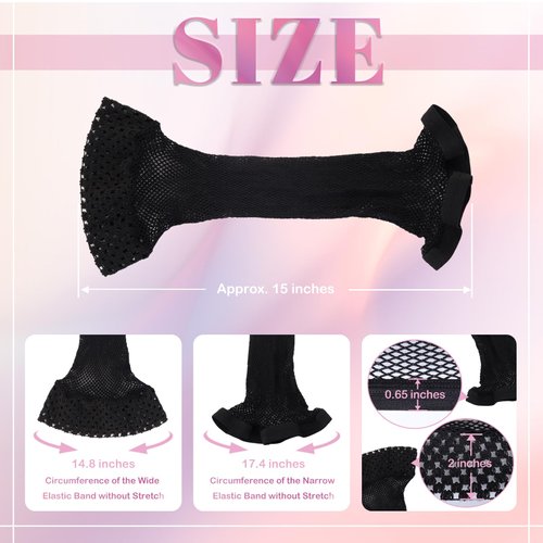 MYKURS Extra Long Mesh Wig Caps for Long Thick Hair, Fishnet Open-end Wig Cap for Women, Reusable Hair Net for Wrapping Hair, Twist and Re-cover Hair Net for Wigs, 2 Pieces