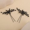 Rumtock 2pcs Black Crystal Beads Hair Pins Wedding Bridal Hair Piece Handmade Sparkle Hair Jewelry for Special Occasion (Black)