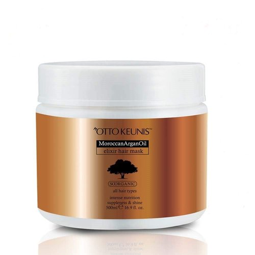 Otto Keunis Natural Moroccan Argan Oil Elixir Hair Mask Treatment Deep Conditioner Moisturizing All Hair Types Treatment - 500 Ml. 16.9 Fl.oz.
