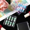 Landhoow 30 Pcs Press on Nail Storage Box with 60 Pcs Adhesive Double Sided Tape Artificial Nail Display Storage Box Acrylic Nail Box Organizer Case Transparent Nail Packaging Boxes for Nail Salon