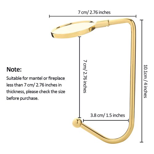 Sunshane 4 Pieces Christmas Stocking Holders Mantel Hooks Hanger Christmas Safety Hang Grip Stockings Clip for Christmas Party Decoration, Gold