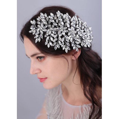 Kercisbeauty Statement Full Rhinestones Beads Hair Comb for Wedding Brides Women Girls Gothic Vintage Halloween Party Hair Jewelry