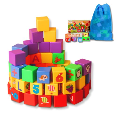 theshying 90 PCS Blocks for Toddlers 1-3 2-4 3-5,Letters and Numbers/ABC Classic Building Blocks with Storage Pouch,Alphabet Learning Toys for Boys Girls Kids Gifts