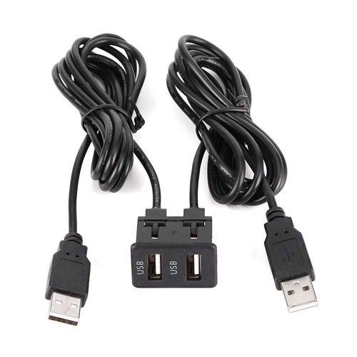 Aramox Dashboard Cable Adapter,1.5m USB Panel Extension Cable 2 Port Car Mount Flush Cord for Truck Boat