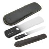 GERMANIKURE Black Glass Nail File & Pedicure Bar Set in Leather Cases - Ethically Made in Czech Republic - Professional Manicure & Pedicure Kit for Fingernail Care, Foot Callous & Dry Skin Removal