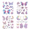 Tattoo Sticker 12PCS Butterfly Tattoo Stickers Glitter Butterfly Wings Flowers Moon Temporary Tattoo Stickers Wrist Neck Face Fake Tattoo Stickers