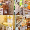 Roroom DIY Miniature and Furniture Dollhouse Kit,Mini 3D Wooden Doll House Craft Model with LED,Creative Room Idea for Valentine's Day Birthday Gift Shop-D065