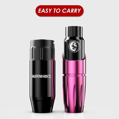 Wormhole Cordless Tattoo Machine, Completely Tattoo Gun Kit with Tattoo Battery Power Supply 20PCS Cartridge Needles 8PCS Colorful Ink TK127