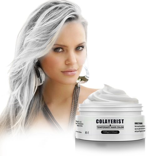 COLAYERIST White Hair Color Wax, Temporary Washable Hair Dye for Kids, Hair Makeup Paint for Parties or Cosplay, Hair Coloring Products (White)