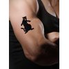 WIRESTER Temporary Tattoo Stickers for Girls Boys Kids Adults, Fake Tattoos on Face Hand Neck Wrist Party Favor Body Art, Tattoo Sheet 6 x 7.87 inch - Black Cats With Knife