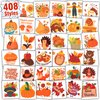 Partywind 408 PCS Thanksgiving Temporary Tattoos for Kids, Individually Cut Tattoo Stickers for Fall Autumn Party Supplies Favors Decorations, Thanksgiving Games Toys for Boys and Girls