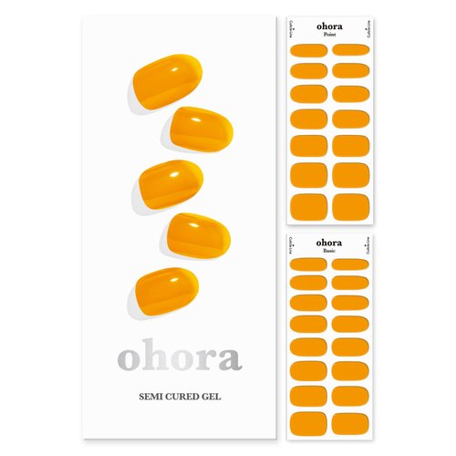 ohora Semi Cured Gel Nail Strips (N Tint Orange) - Brown, Tint, Works with Any UV/LED Nail Lamps, Salon-Quality, Long Lasting, Easy to Apply & Remove - Includes 2 Prep Pads, Nail File & Wooden Stick