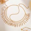 Aukmla Gold Leaf Head Chain Leaves Headpiece Festival Costume Headband Hair Chains for Women