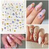 Flower Nail Art Stickers Decals 5D Embossed Engraved Nail Decals Spring Summer Nail Supplies Accessories with Nail Tweezer 3D Self-Adhesive Nail Decoration for Women Nail DIY Design(3 Sheets)