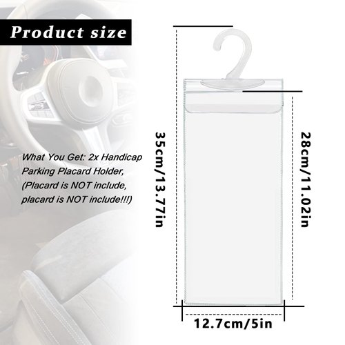 Handicap Placard Holder,- 10.6" x 5" Ultra Transparent Disabled Parking Permit Placard Protective Holder Protector for Car Sun Visor with Note Paper Slot(Set of 2)