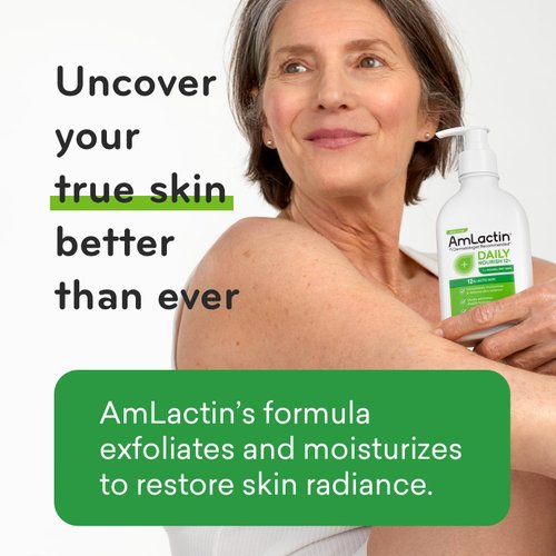 AmLactin Daily Moisturizing Lotion for Dry Skin – 7.9 oz Pump Bottle – 2-in-1 Exfoliator - Body Lotion with 12% Lactic Acid, Dermatologist-Recommended (Packaging May Vary)