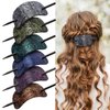 Noverlife 6PCS Leather Hair Barrettes with Stick, Square Shape Hair Clips Hair Slider Pins Ponytail Holders, Hair Accessories Hair Set Clips Hair Barrette with Wood Slide Stick for Women Girls