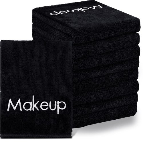 Shimeyao 20 Pack Makeup Washcloths Microfiber Makeup Remover Towels Reusable Quick Dry Face Wash Cloth Soft Washable Fingertip Facial Makeup Towels for Cleansing Hand and Make Up,13x13 Inch(Black)