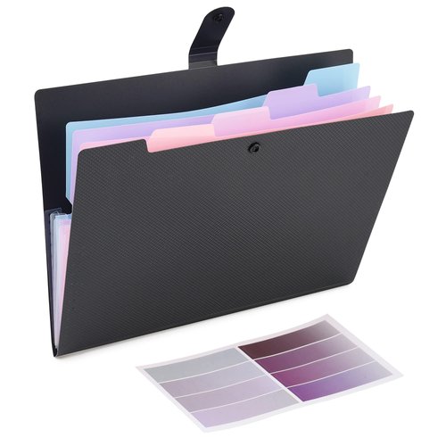 Maimis Expanding File Folder, 5 Pocket Cute Folders with Labels Letter Size Accordion File Organizer Portable Expandable File Folder for Documents Aesthetic Paper Organizer Folder for School Office