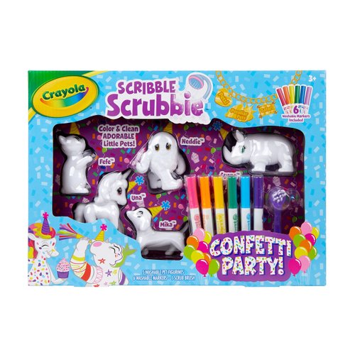 Crayola Scribble Scrubbie Toy Pet Playset, Confetti Party Pack, Coloring Toy for Kids, Gift for Ages 3, 4, 5, 6, 7