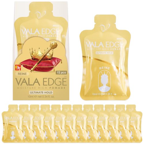 12 Pack 10ml Vala Edge Control Braiding Gel Pomade Strong Hold High Shine Made in Korea Beauty Styling Gel (Reine)