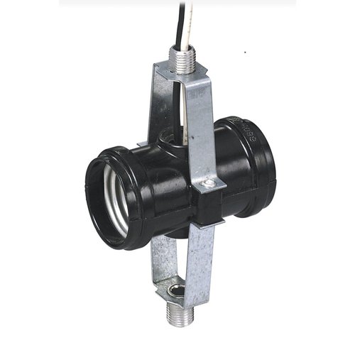 Leviton 4015-D4F Medium Base 2-Light Twin, Phenolic Multi-Cluster Incandescent Lampholder, Keyless, 1/8IPs Male top & Bottom Bracket, Black