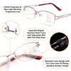 LianSan Metal Progressive Multifocus Reading Glasses - for Women Half-Rim Fashion Blue Light Multifocal Readers for 20ft Pink 1.50