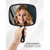 MIRRORNOVA Hand Mirror, Barber Hairdressing Handheld Mirror with Handle for Salon, Square, Black, Medium