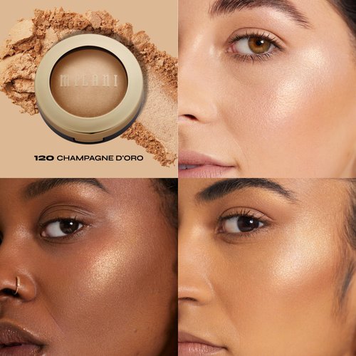 Milani Baked Highlighter (Champagne D'oro) - Cruelty-Free Powder Highlighter, Highlight Face for a Shimmery or Matte Finish