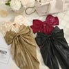 JUNEBRUSHS 4Pcs Big Hair Bows, Women Hair Barrettes Metal Clips Silky Satin Hair Ribbon Solid Color Ribbon Bows with Long Tail for Hairstyle Birthday Holiday Gifts