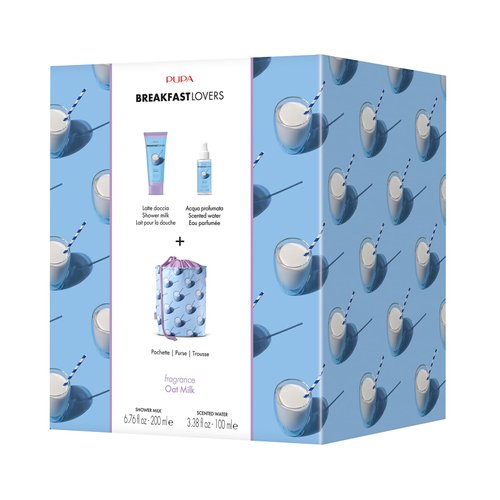 Pupa Milano Breakfast Lovers Set, Oat Milk, 3 Pc - Shower Milk and Scented Water - Body Wash - Body Mist - Hydrating Body Wash - Skin Care Gift Set