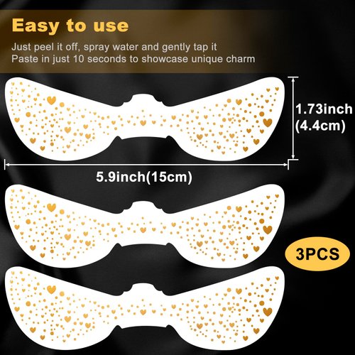 SmallCat 3 Sheets Glitter Freckles Face Tattoo Stickers, Gold Heart Glitter Makeup for Women, Waterproof Sparkle freckles, Faux Temporary Freckles for Face Body for Christmas Festivals Parties