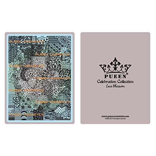 PUEEN 2015 Nail Art Stamping Plate Celebration Collection - LACE BLOSSOM - NEW INVENTION Super Size All You Can Stamp Full Size Stamping Image Plates Manicure DIY (Infinite Images)-BH000475