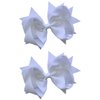 Hair Bow Set for Girls (2) 4.5 Inch Grosgrain Ribbon Hair Bows by Funny Girl Designs (Bright White)