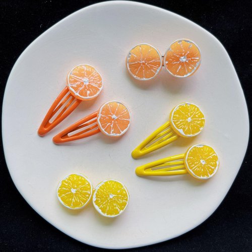 2Pcs Orange Slice Snap Hair Clips for Women Girls Bangs Side Hairpins Creative Barrettes Hair Accessories，Clips and Barrettes