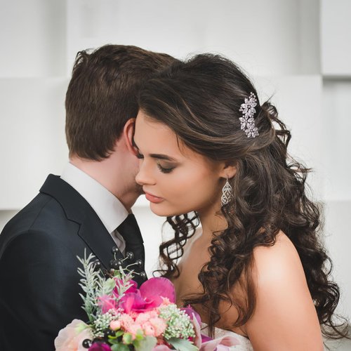 QEEYON 4Pcs Crystal Flower Bridal Hair Clips Rhinestone Hair Clips Silver Bridal Hair Pieces Crystal Headpiece Bridesmaids Bride Wedding Hair Accessories for Women Girls