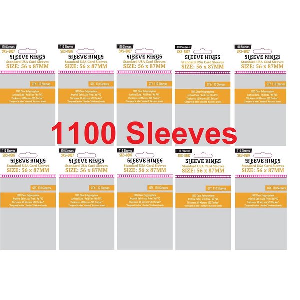 Sleeve Kings Standard USA Card Sleeves 56 X 87 mm (10x110 Pack, 1100 Sleeves)