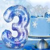 Lunmon 40 Inch Blue Snowflake Balloon Number 3 Snowflake Balloon Snowflake Birthday Balloons Decorations for Girls Birthday Snowflake Themed Party Supplies Winter Party Decorations(Number 3)
