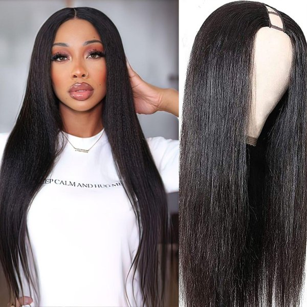 LEOSA Long Straight V Part 22Inch Black Synthetic Wig Full Head Clip In Hair Extensions Wig for Women Heat Resistant Fiber Synthetic Hair Extension (22Inch, 22-1B#)