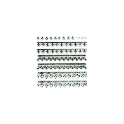 Iridescent Glitter Floral Trim Strip Nail Stickers/Decals