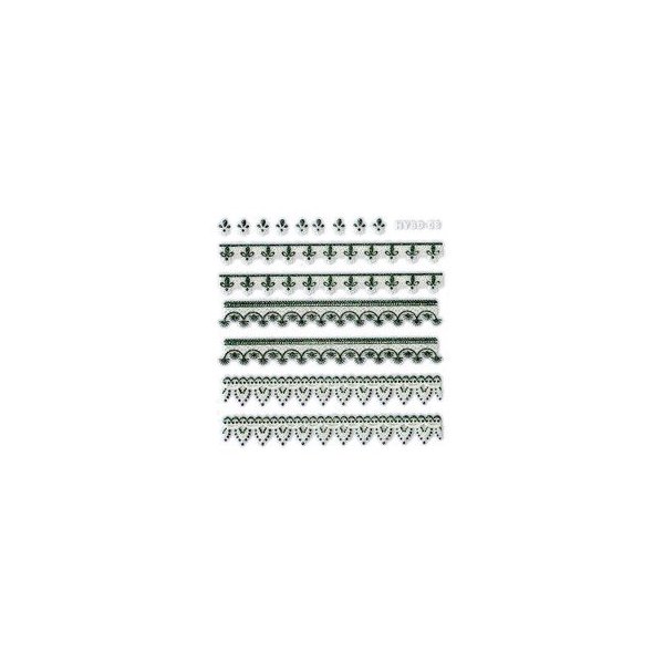 Iridescent Glitter Floral Trim Strip Nail Stickers/Decals