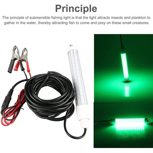12V 120 LED Submersible Fishing Light Underwater Fish Finder Lamp, Night Fishing Lure Bait Finder Crappie Boat Ice Fishing Light Attractants More Fish in Freshwater & Saltwater, with 6M Power Cord