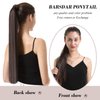 BARSDAR 26 In Dark Brown Ponytail Extension Long Straight Wrap Around Clip in Ponytail Hair Extensions Synthetic Hair Pony Tails Hairpieces for Women Girls Daily - Darkest Brown