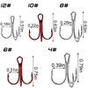 Fishing Treble Hooks Kit, 180pcs Red Treble Hooks Sharp Round Bend High Carbon Steel Fish Hooks Strong Barbed Hooks with Split Rings Stainless Steel for Lures Baits Saltwater Freshwater Fishing