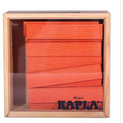 KAPLA 40 Squares Orange - Wooden Construction Set - 40 Orange Colored Building Planks - for Ages 3+